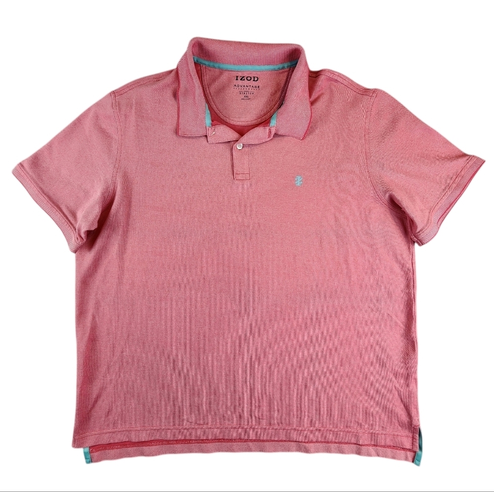 IZOD Advantage Performance Stretch Polo Shirt Preppy Golf Men's XXL Pink‎ Red